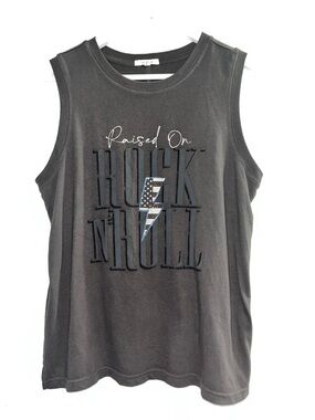 Women’s Black Sleeveless 'Raised On Rock N Roll' Graphic Tank